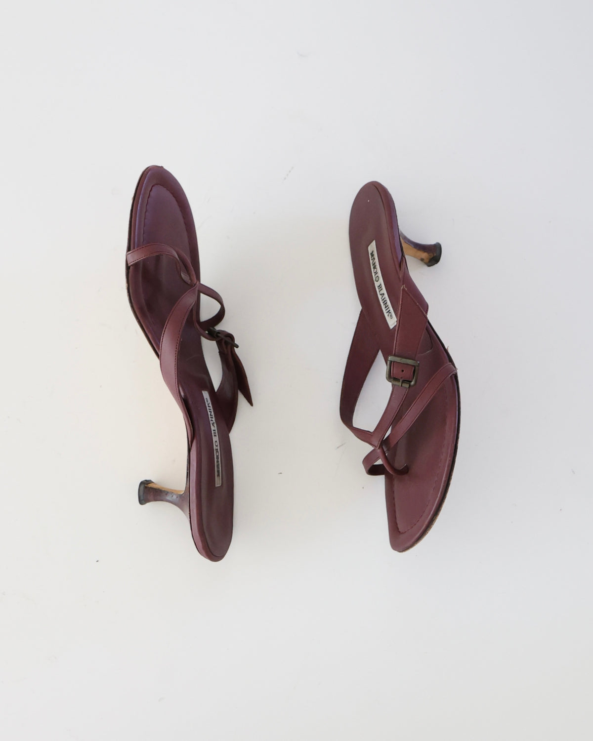 Manolo Blahnik Burgundy Buckle Heels