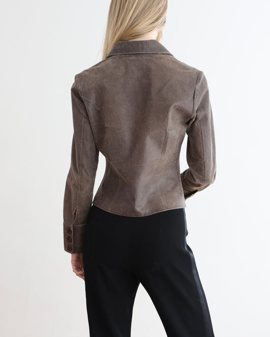 Brown Leather Corset Jacket S