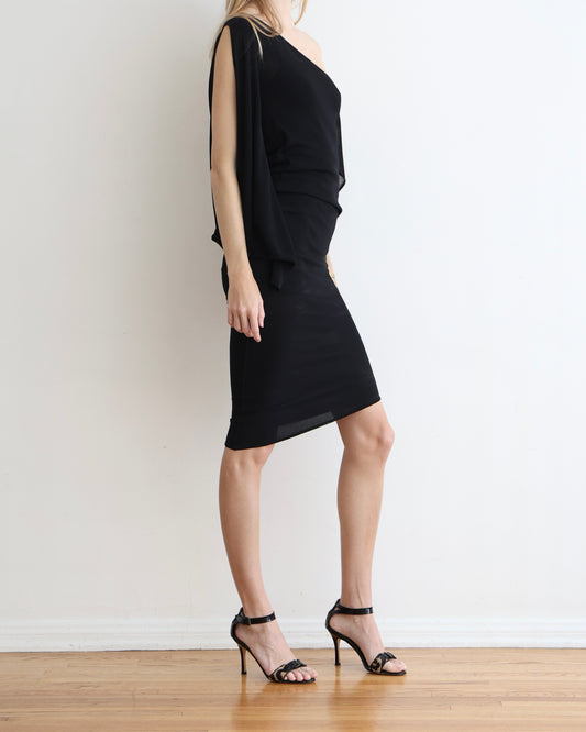 Alexander McQueen Black Asymmetrical Dress XS