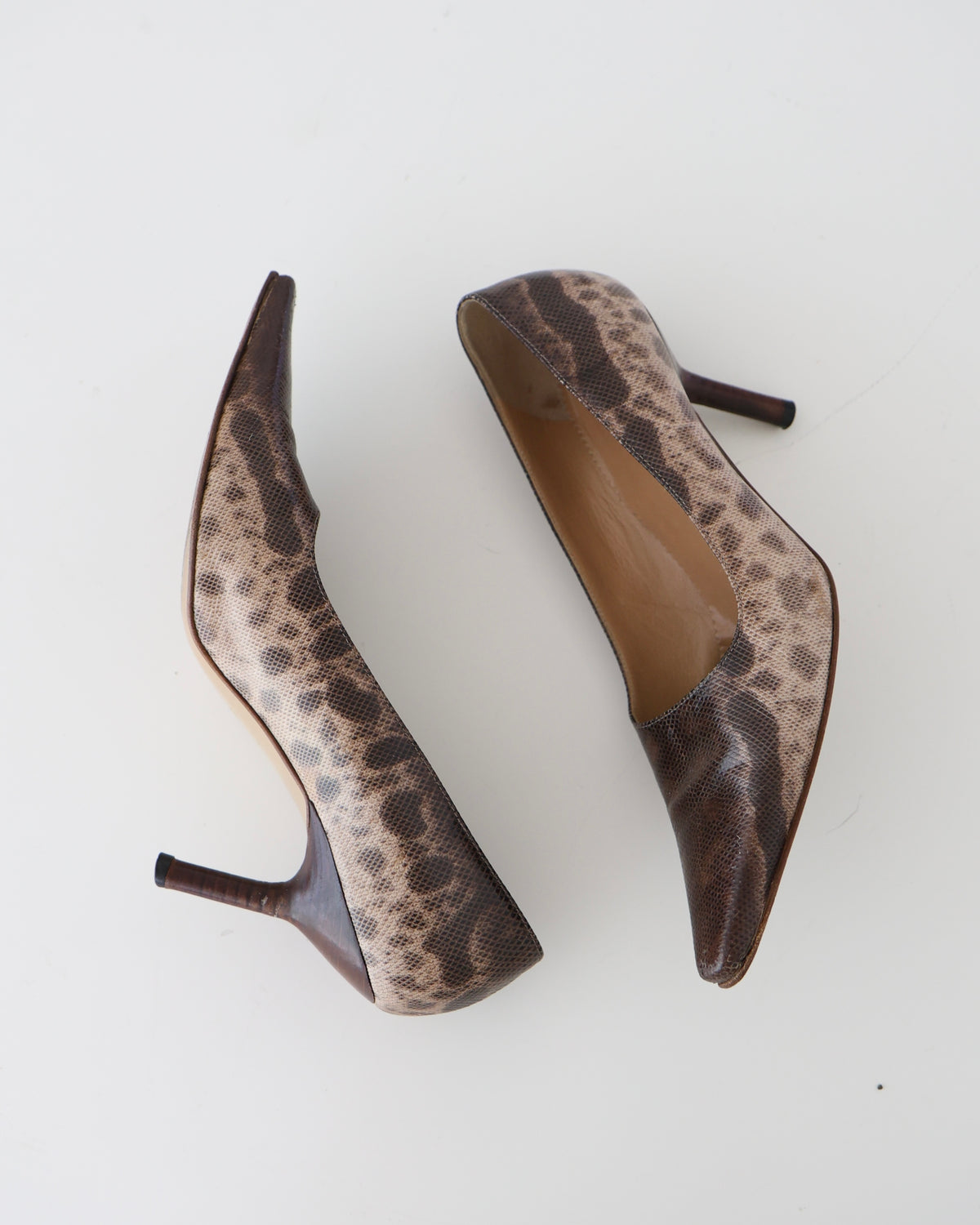 Gucci Brown Snakeskin Heels 7.5