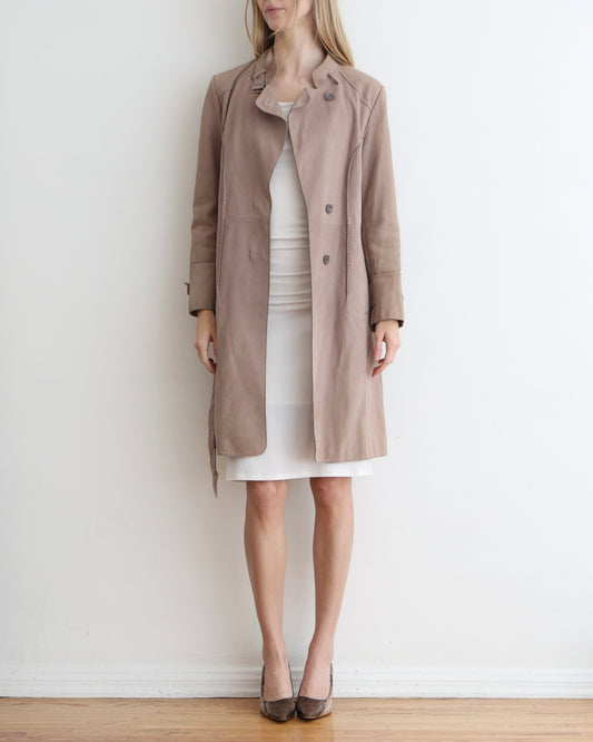 Brown Lambskin Trench Coat XS