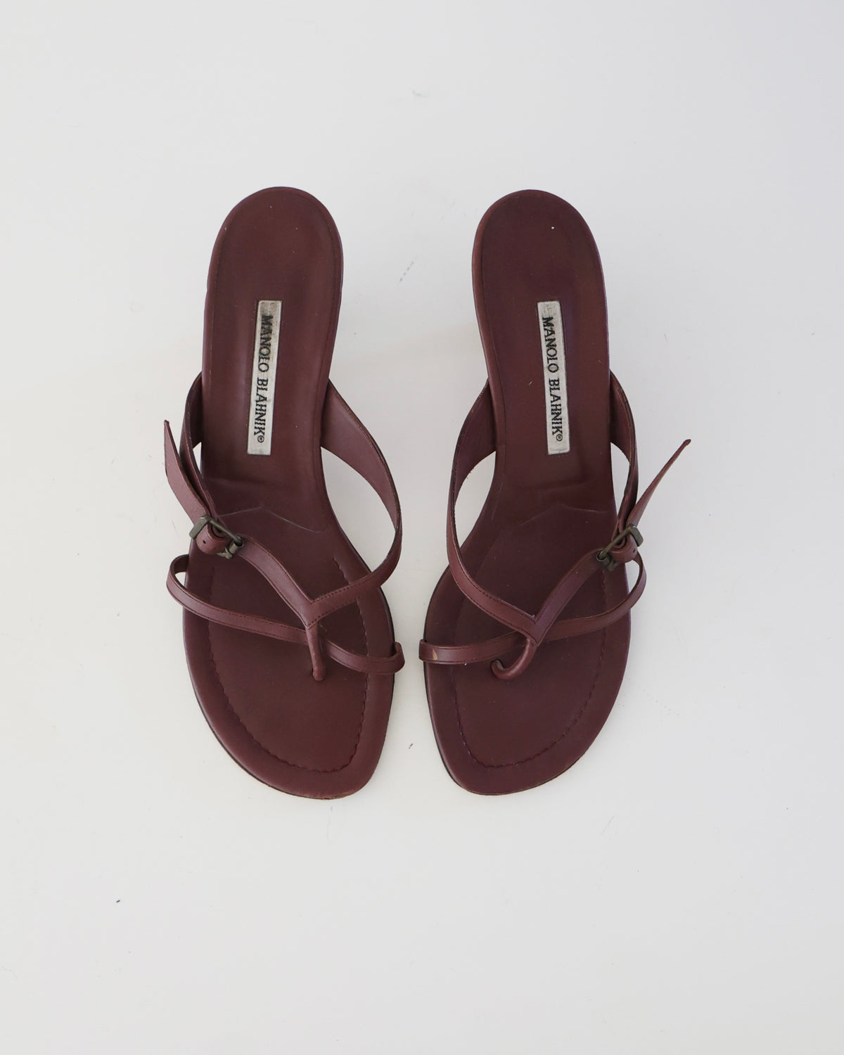Manolo Blahnik Burgundy Buckle Heels