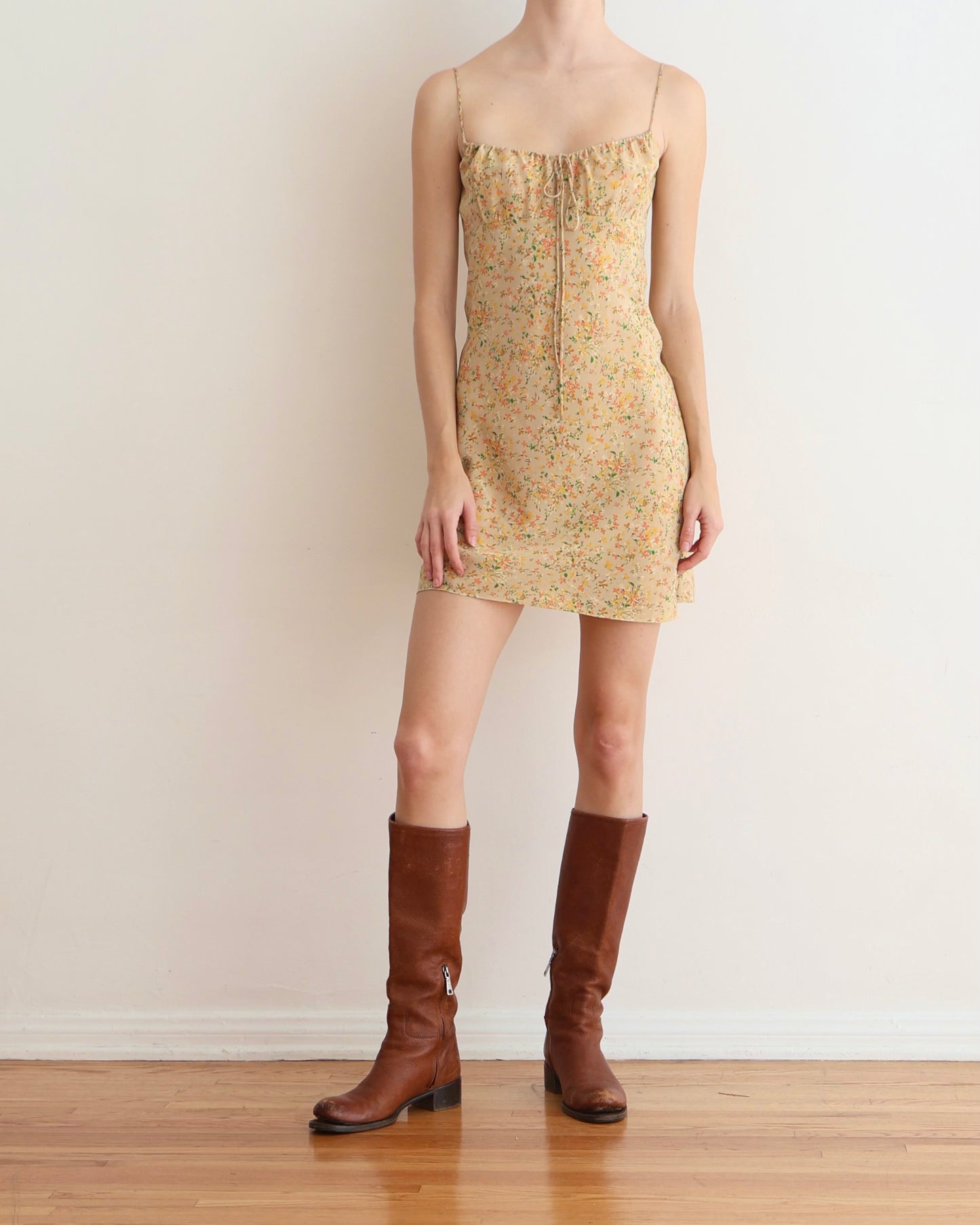 Saint Laurent Yellow Floral Peasant Dress XS