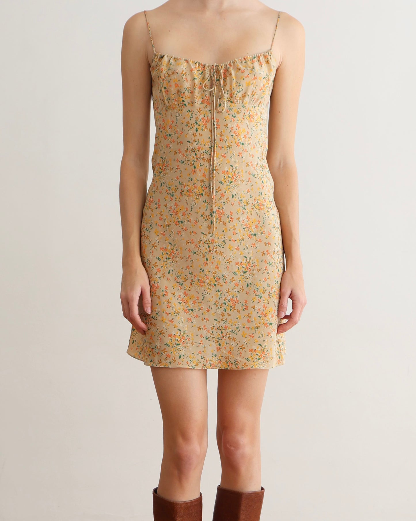 Saint Laurent Yellow Floral Peasant Dress XS