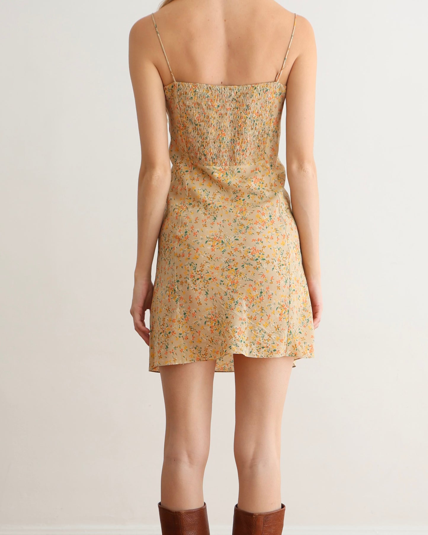 Saint Laurent Yellow Floral Peasant Dress XS