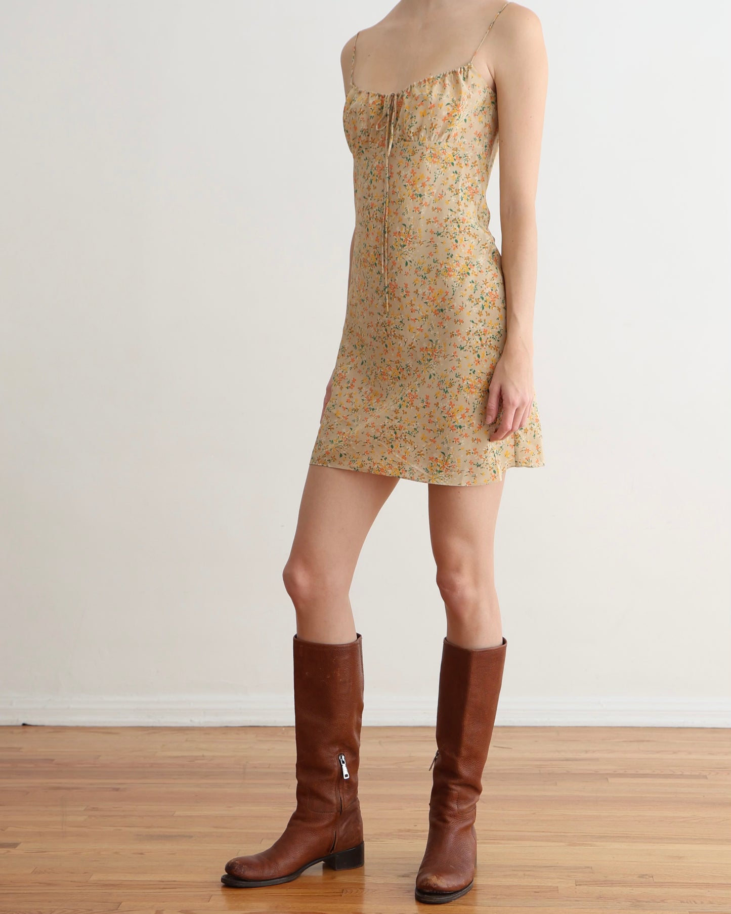 Saint Laurent Yellow Floral Peasant Dress XS