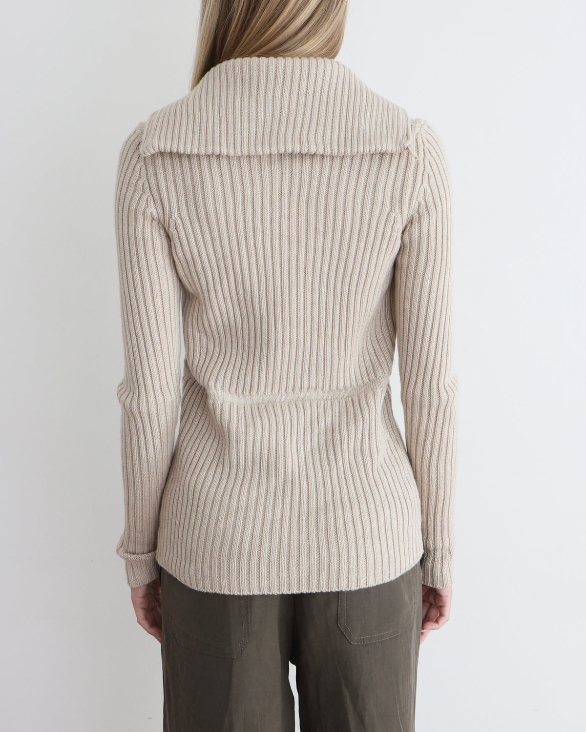 Prada Linea Rossa Beige Ribbed Cardigan S