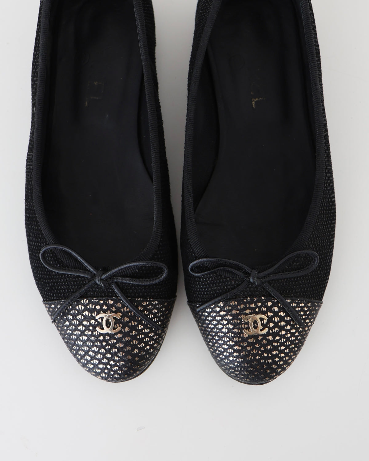 Chanel Black & Silver Ballet Flats 36.5