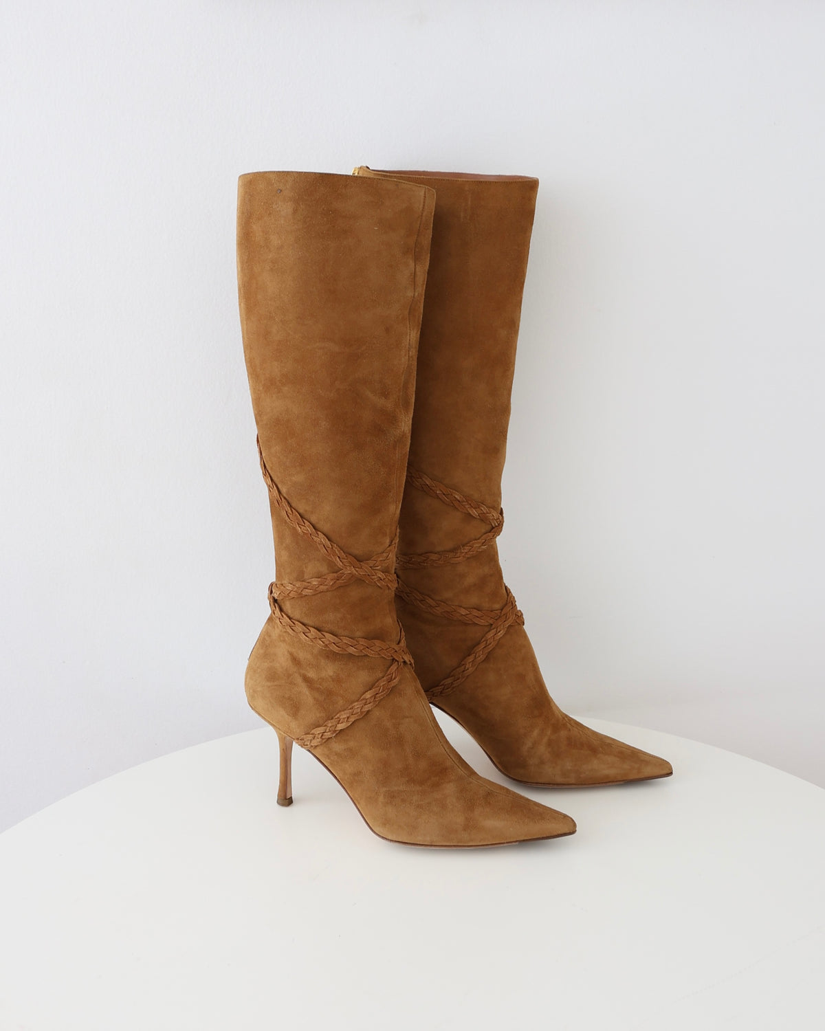 Jimmy Choo Brown Suede Braided Boots 40