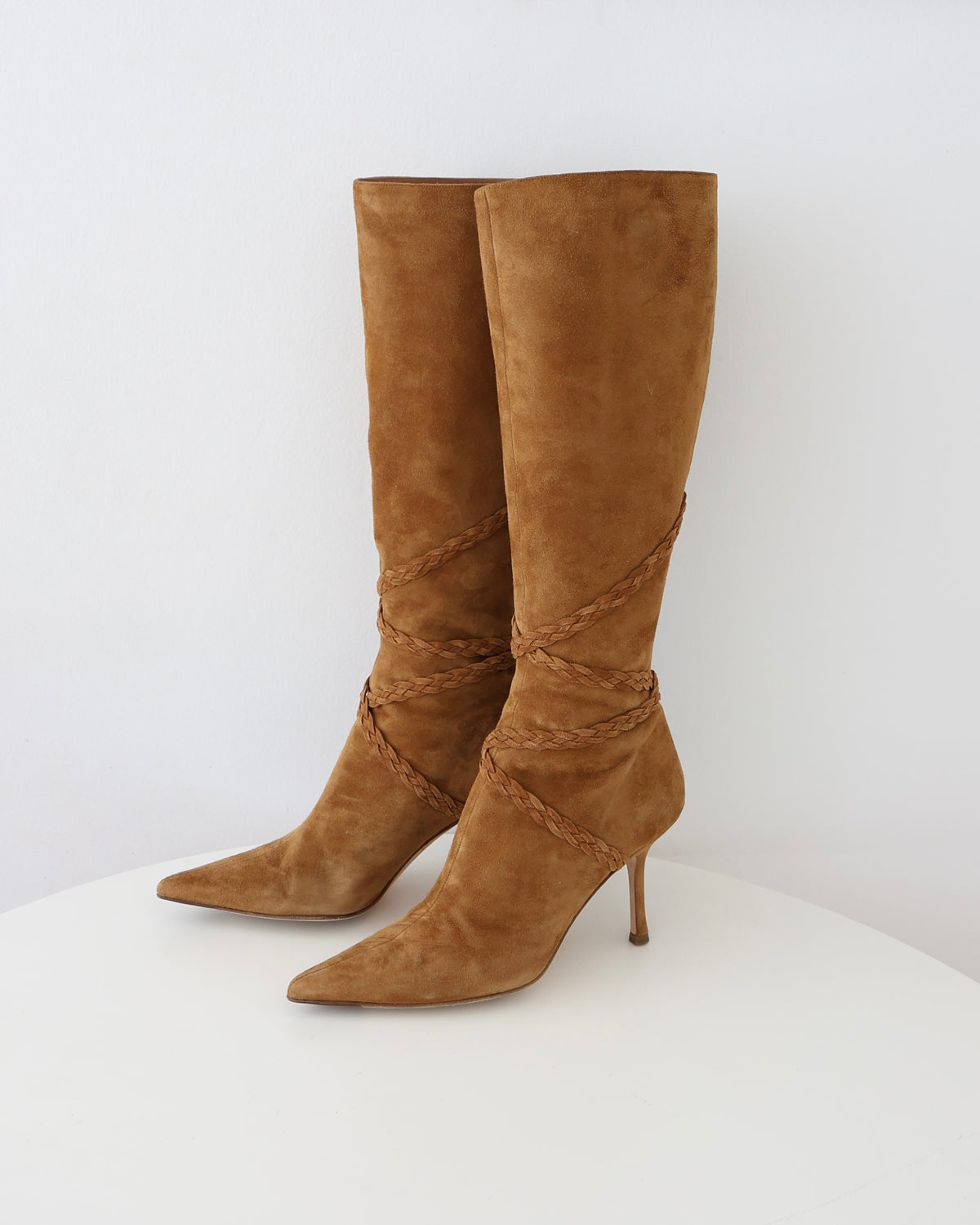 Jimmy Choo Brown Suede Braided Boots 40
