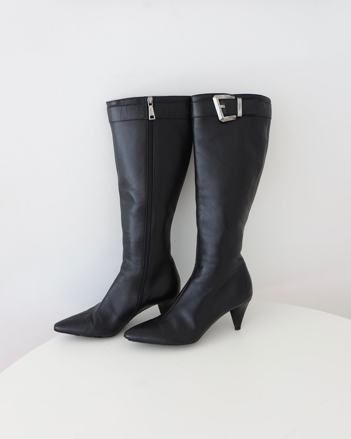 Prada Black Buckle Boots 36.5