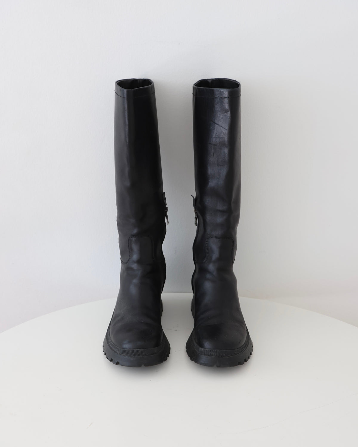 Prada Black Lug Sole Boots 37.5