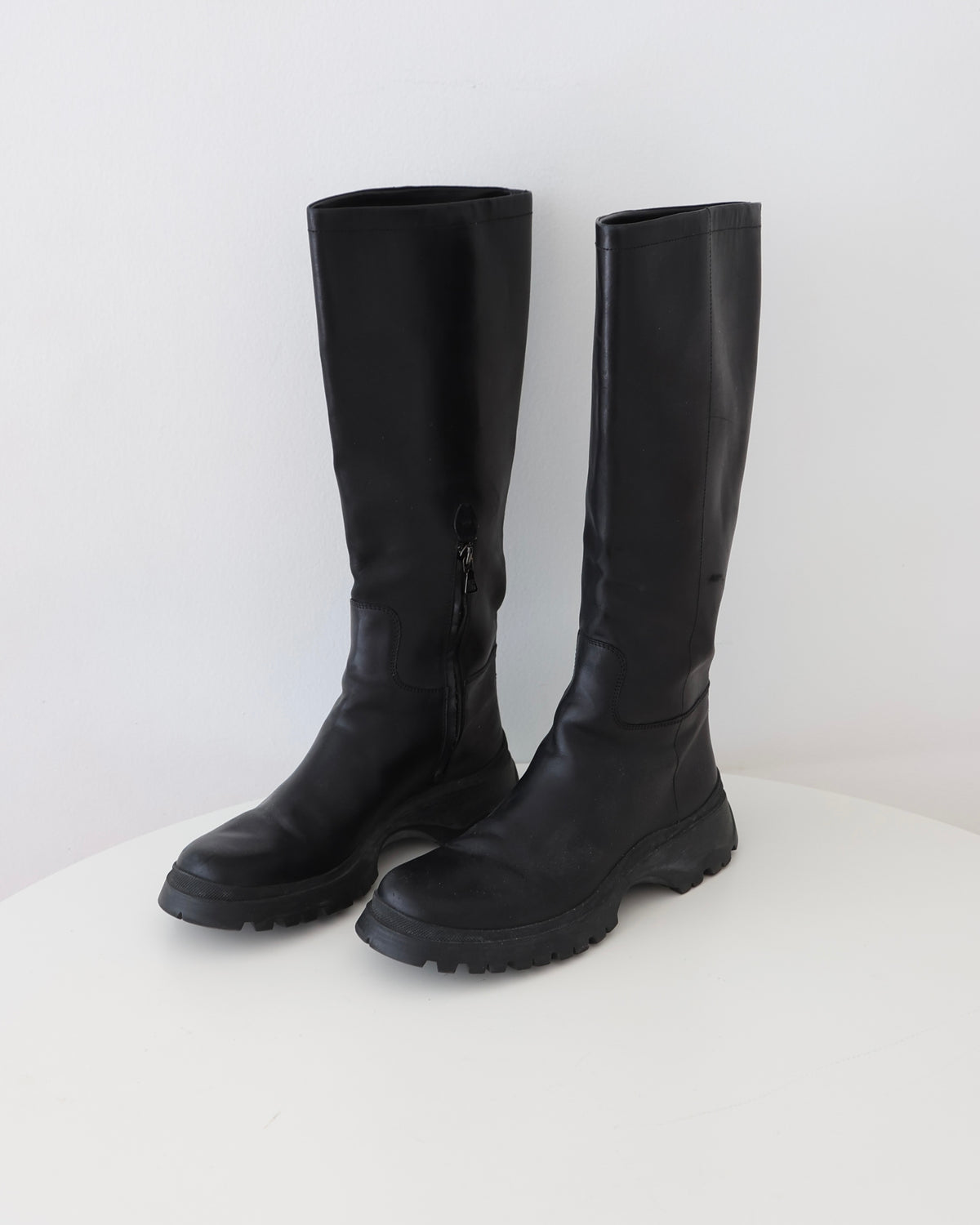 Prada Black Lug Sole Boots 37.5