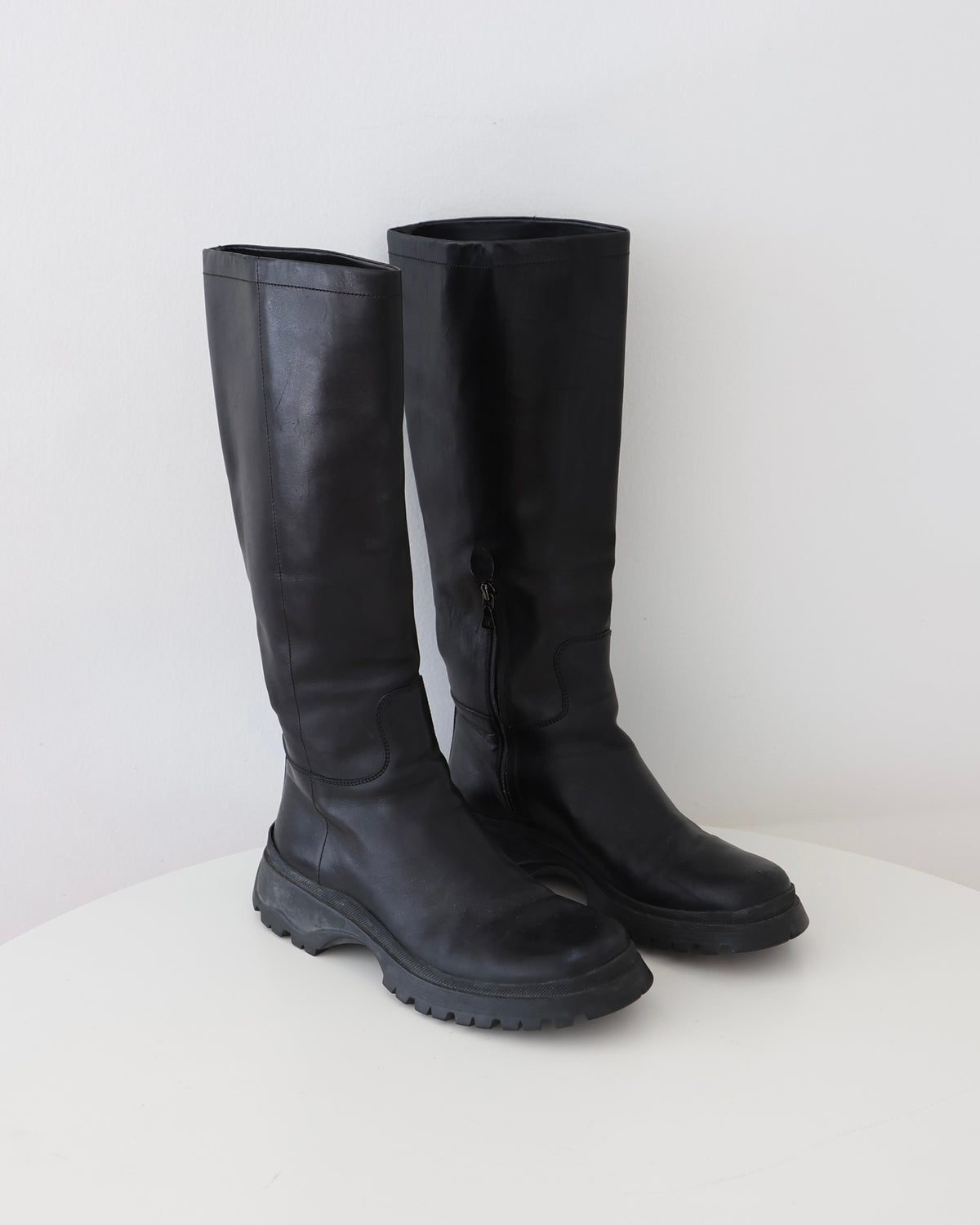Prada Black Lug Sole Boots 37.5
