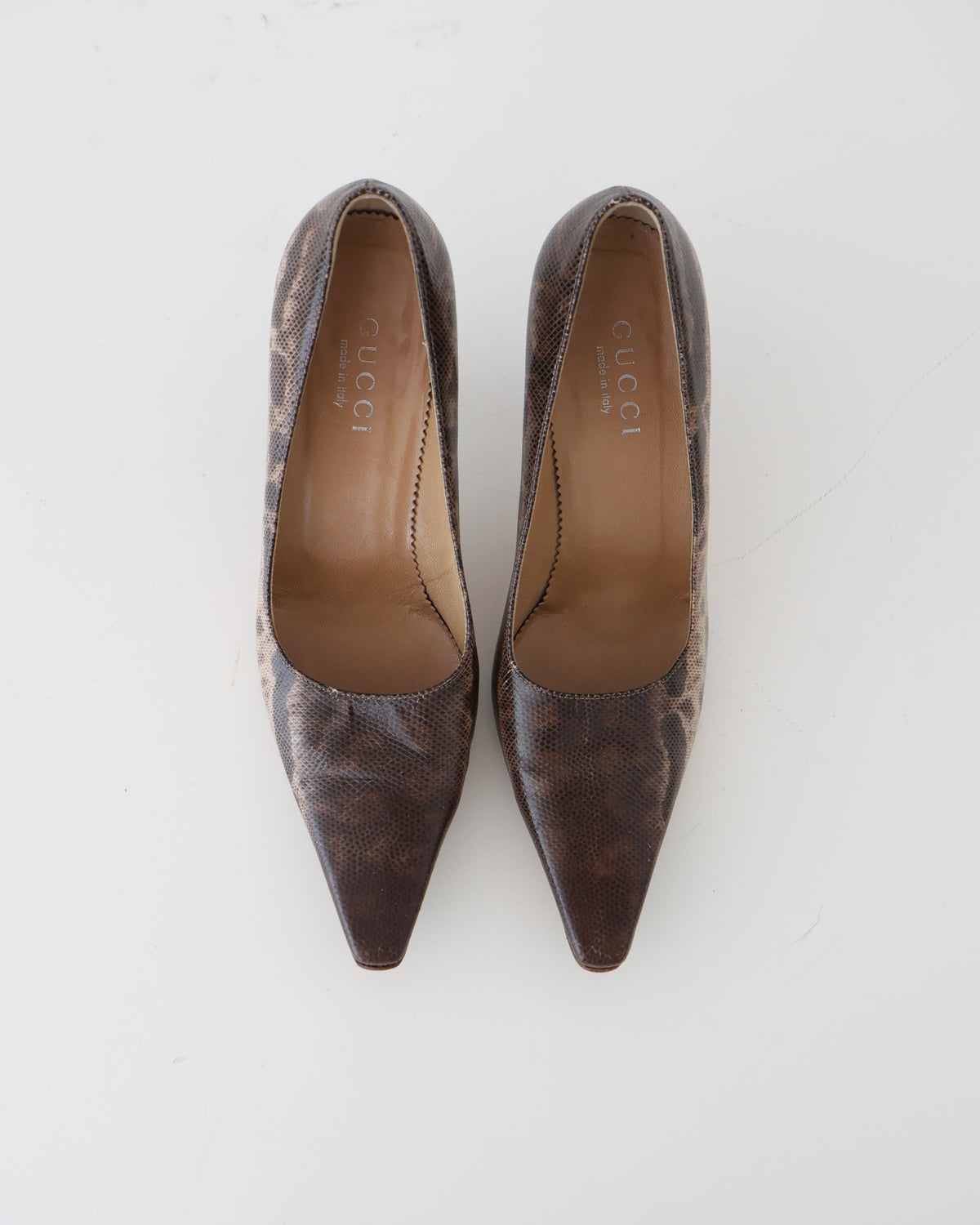 Gucci Brown Snakeskin Heels 7.5