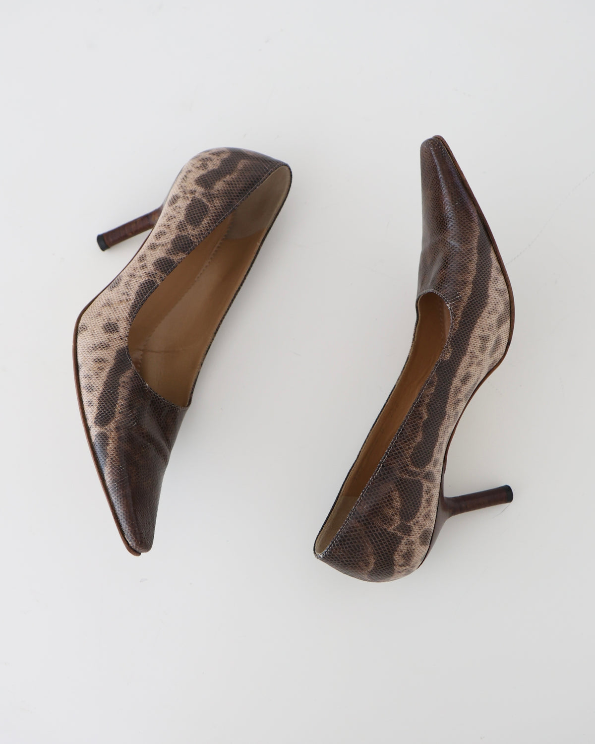 Gucci Brown Snakeskin Heels 7.5