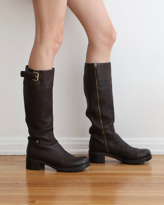 Prada Buckle Brown Boots 37.5