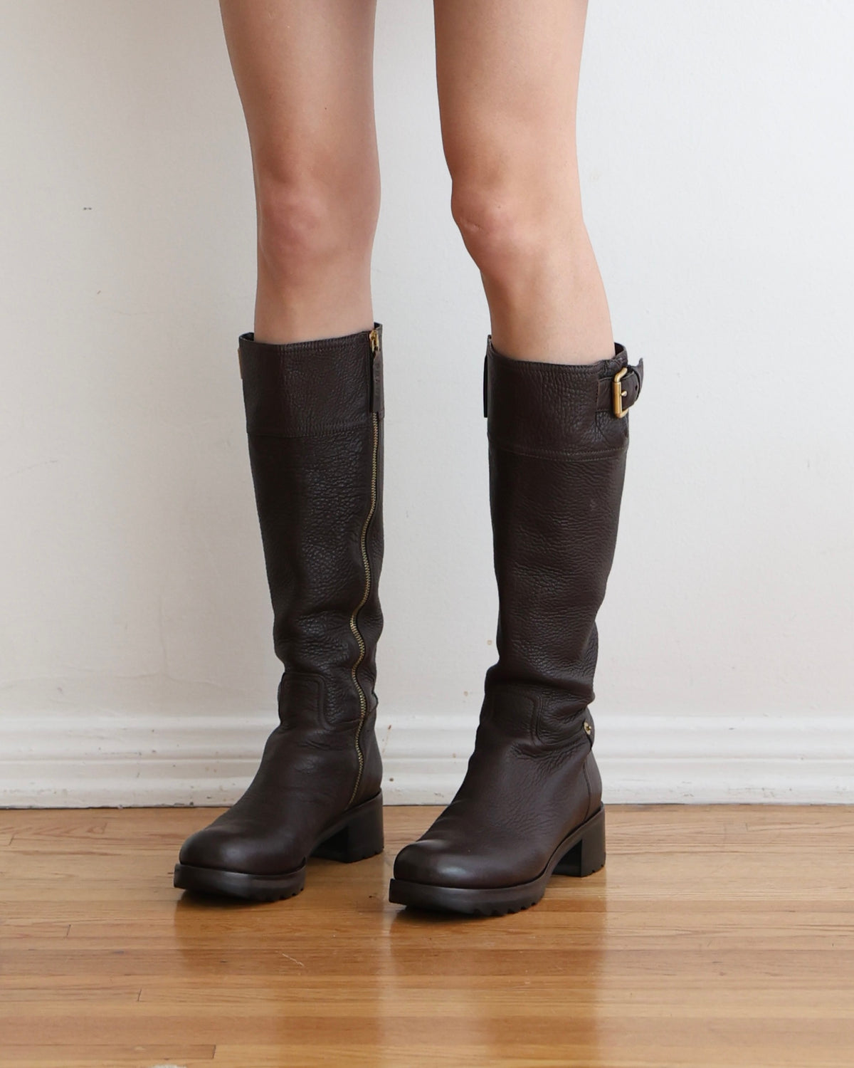 Prada Buckle Brown Boots 37.5