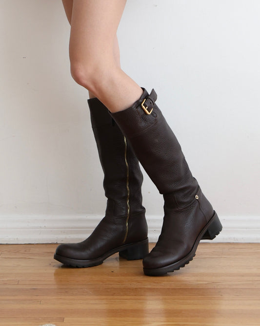 Prada Buckle Brown Boots 37.5